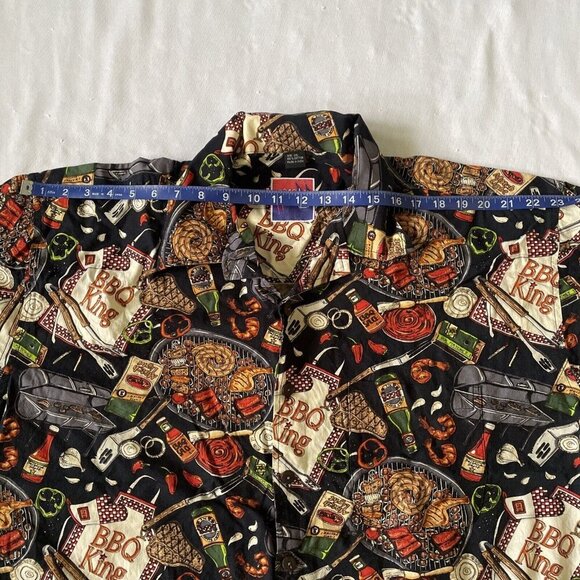 BBQ Kings Dreamwear Short-Sleeve Button-Up Shirt XXL By Dem Crazy 100% Cotton Gr - Picture 15 of 16
